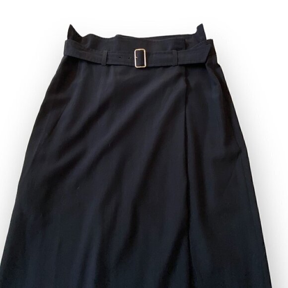 90s Comme des Garçons Tricot Navy Wool Belted Midi Skirt, Size M - Picture 6 of 14